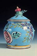 majolica pottery by Linda Arbuckle - Biscuit Jar:Plenty